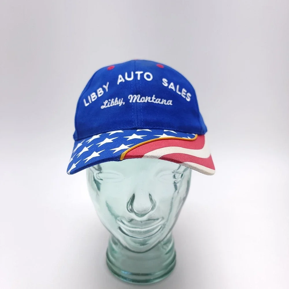 Vintage‎ Stars & Stripes Red White Blue Snapback Auto Sales Cap Hat America USA